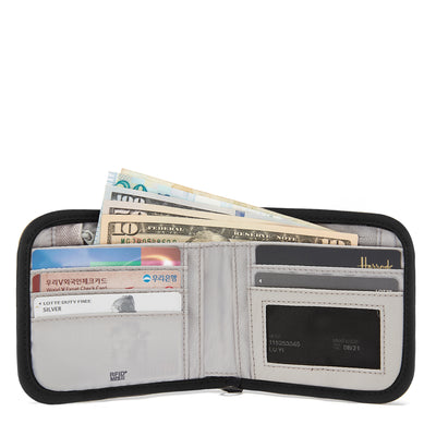 Pacsafe® RFIDsafe™ V100 RFID blocking bifold wallet (lifestyle)