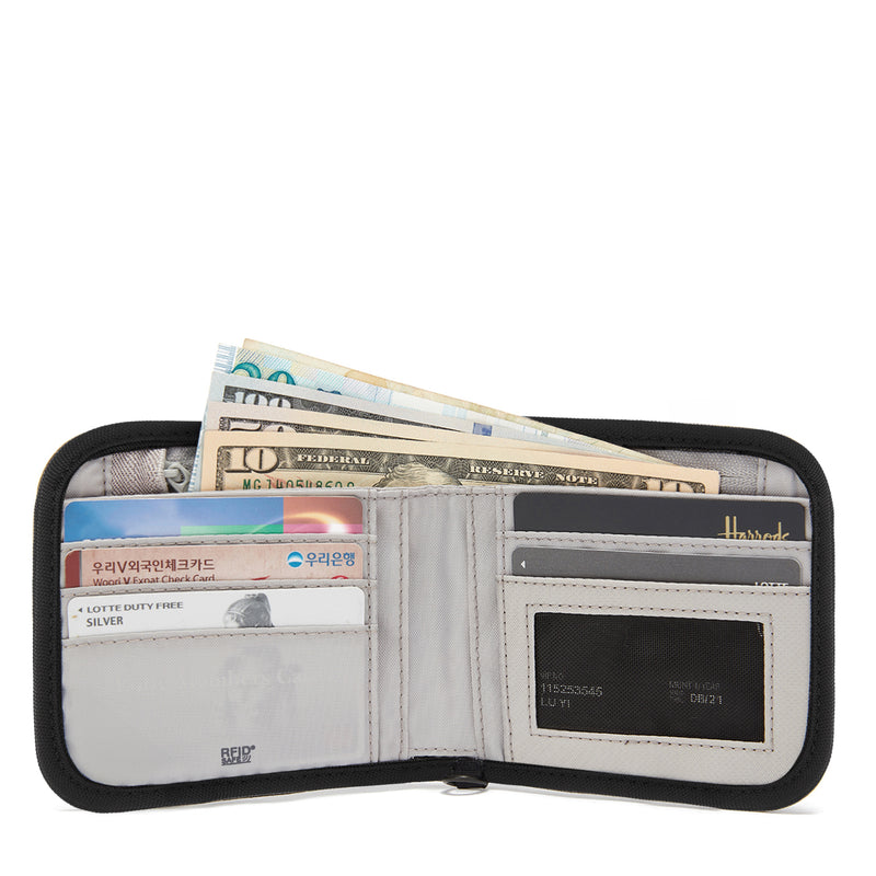 Pacsafe® RFIDsafe™ V100 RFID blocking bifold wallet, Black
