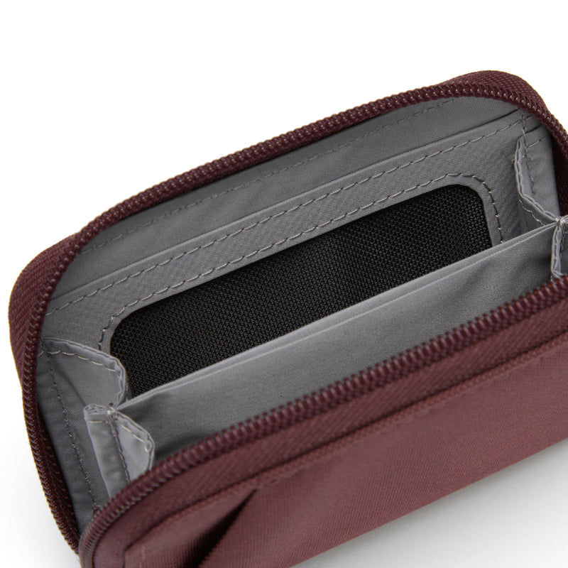 Pacsafe® RFIDsafe™ RFID blocking card wallet, Garnet Red