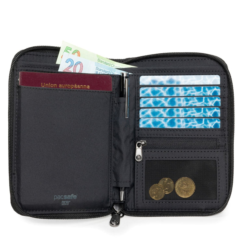 Pacsafe® RFIDsafe™ RFID blocking compact travel organizer, Black