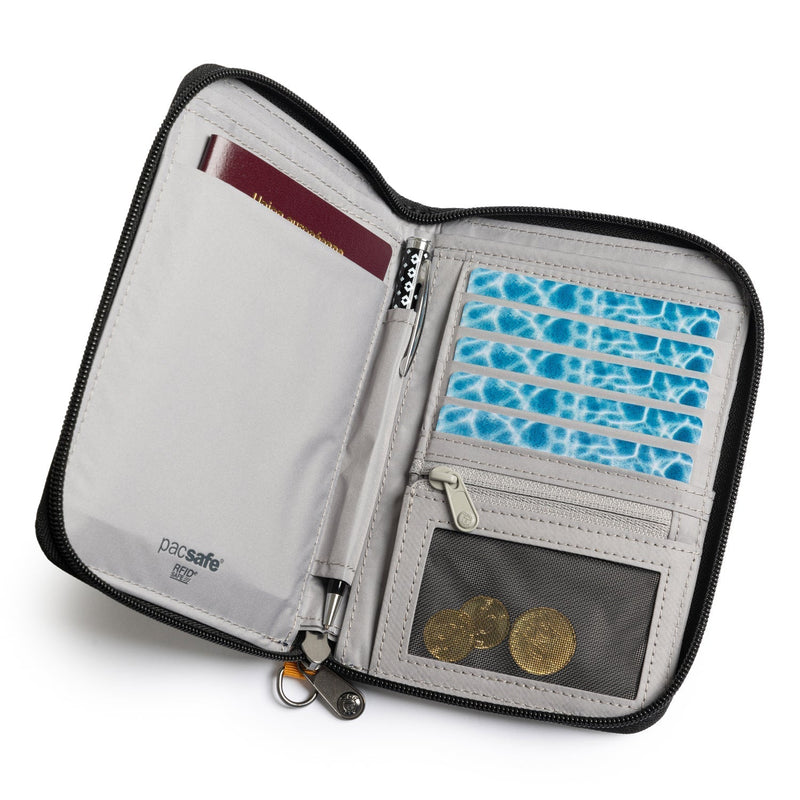 Pacsafe® RFIDsafe™ RFID blocking compact travel organizer, Coastal Blue