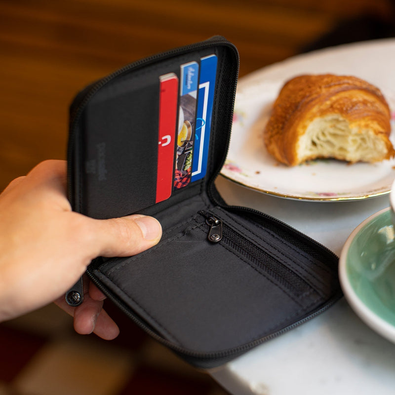 Pacsafe® RFIDsafe™ RFID blocking zip around wallet, Coastal Blue