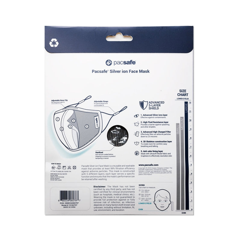 Protective & Reusable Silver iON Face Mask, Silver Beige