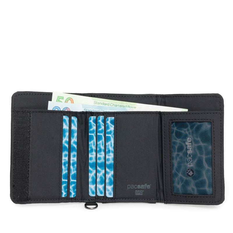 Pacsafe® RFIDsafe™ RFID blocking trifold wallet, Black